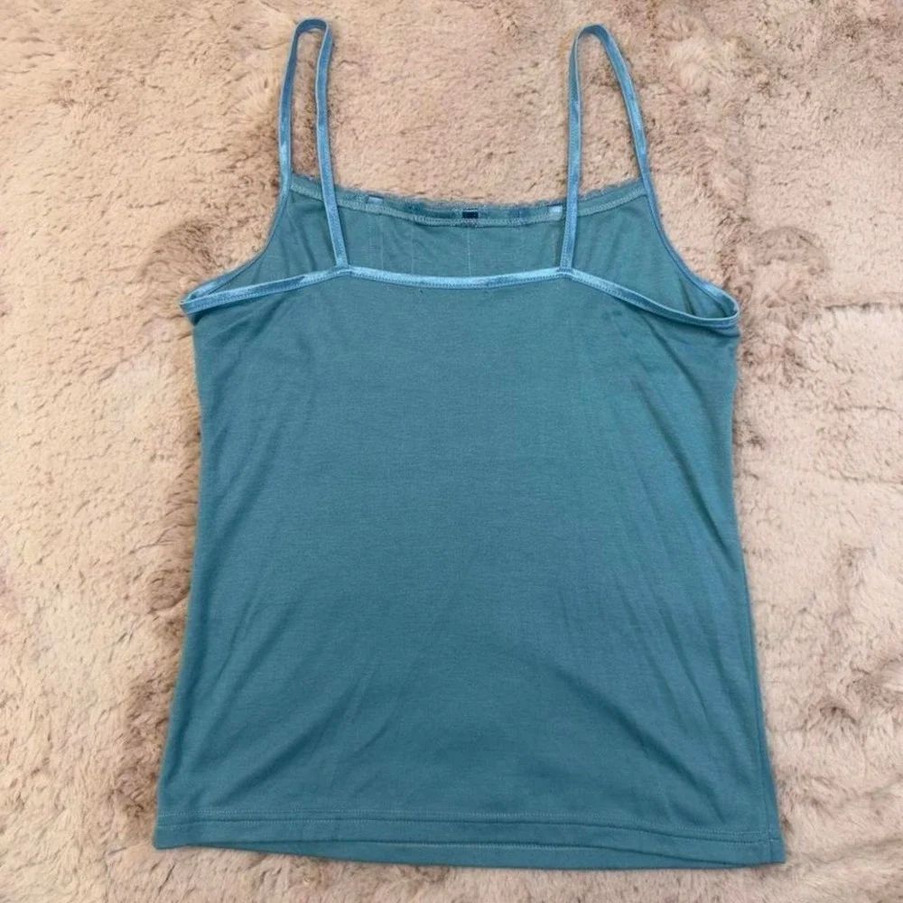 blue satin trim lace cami top, y2k soft girl, Fairycore, Coquette, Spring top - Picture 4 of 8